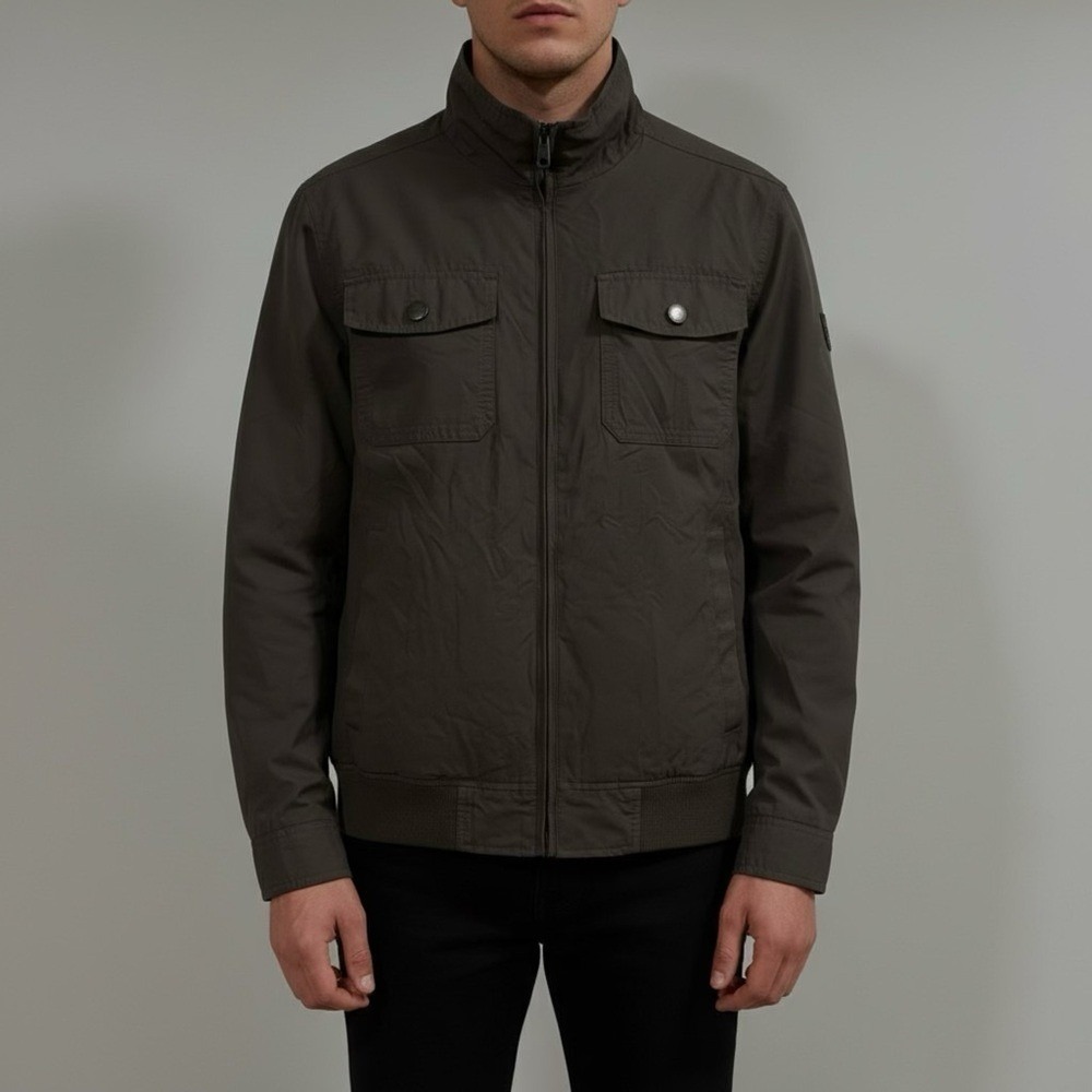 Esprit Dark Military Jacket Polyester Bomber Jacket Cool size Large Multi Pocket